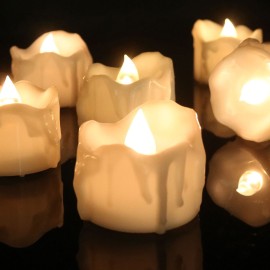 1PCS YK5014 Flameless LED Candle Light Bright Flickering Bulb Battery Operated Tea Light with Realistic Flames Rose Fake Candle for Birthday/Wedding /Christmas