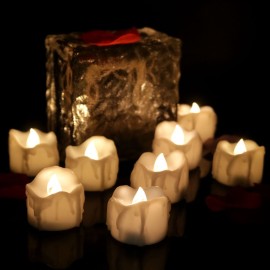 1PCS YK5014 Flameless LED Candle Light Bright Flickering Bulb Battery Operated Tea Light with Realistic Flames Rose Fake Candle for Birthday/Wedding /Christmas