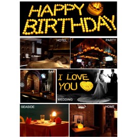 1PCS YK5014 Flameless LED Candle Light Bright Flickering Bulb Battery Operated Tea Light with Realistic Flames Rose Fake Candle for Birthday/Wedding /Christmas