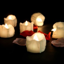 1PCS YK5014 Flameless LED Candle Light Bright Flickering Bulb Battery Operated Tea Light with Realistic Flames Rose Fake Candle for Birthday/Wedding /Christmas