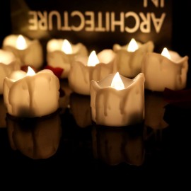 1PCS YK5014 Flameless LED Candle Light Bright Flickering Bulb Battery Operated Tea Light with Realistic Flames Rose Fake Candle for Birthday/Wedding /Christmas