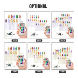 10 PCS Flameless Candles with Remote Control Realistic Color Changing LED Candles Battery Powered Christmas Tree Flickering Taper Candle Lights with Clips for Wedding Party Decoration