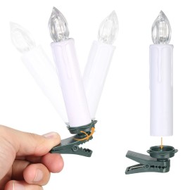 10 PCS Flameless Candles with Remote Control Realistic Color Changing LED Candles Battery Powered Christmas Tree Flickering Taper Candle Lights with Clips for Wedding Party Decoration