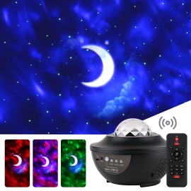 Star Projector Galaxy Projector Light BT Music Speaker Ocean Wave Star Sky Night Light with Remote Controller for Baby Bedroom, Game Rooms, Party, Home Theatre, Night Light Ambiance