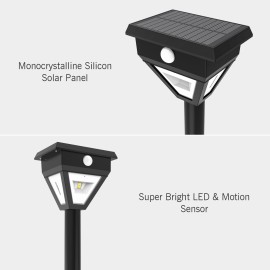 2 PCS Solar Pathway Lights Outdoor LED Solar Motion Sensor Light Garden Lights 3000K Warm Dim/ High Light Mode IP65 Waterproof Solar Landscape Lights for Lawn Patio Yard Garden
