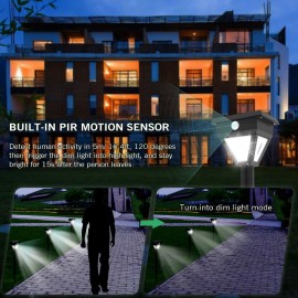 2 PCS Solar Pathway Lights Outdoor LED Solar Motion Sensor Light Garden Lights 3000K Warm Dim/ High Light Mode IP65 Waterproof Solar Landscape Lights for Lawn Patio Yard Garden
