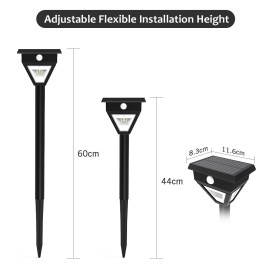 2 PCS Solar Pathway Lights Outdoor LED Solar Motion Sensor Light Garden Lights 3000K Warm Dim/ High Light Mode IP65 Waterproof Solar Landscape Lights for Lawn Patio Yard Garden