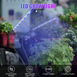 Grow Light for Indoor Plants 42 LEDs Plant Growing Light 10 Dimmable Levels 3/9/12H Timer 3 Lighting Modes Compact Growth Lamp for Plants Flowers Vegetables