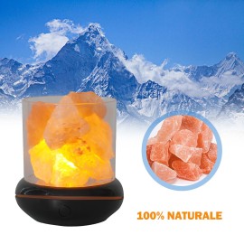 Crystal Salt Stone Night Light 7 Colors LED Rock Crystal Lamp Portable USB Essential Oil Diffuser for Car Home Office Bedroom Desktop Decoration