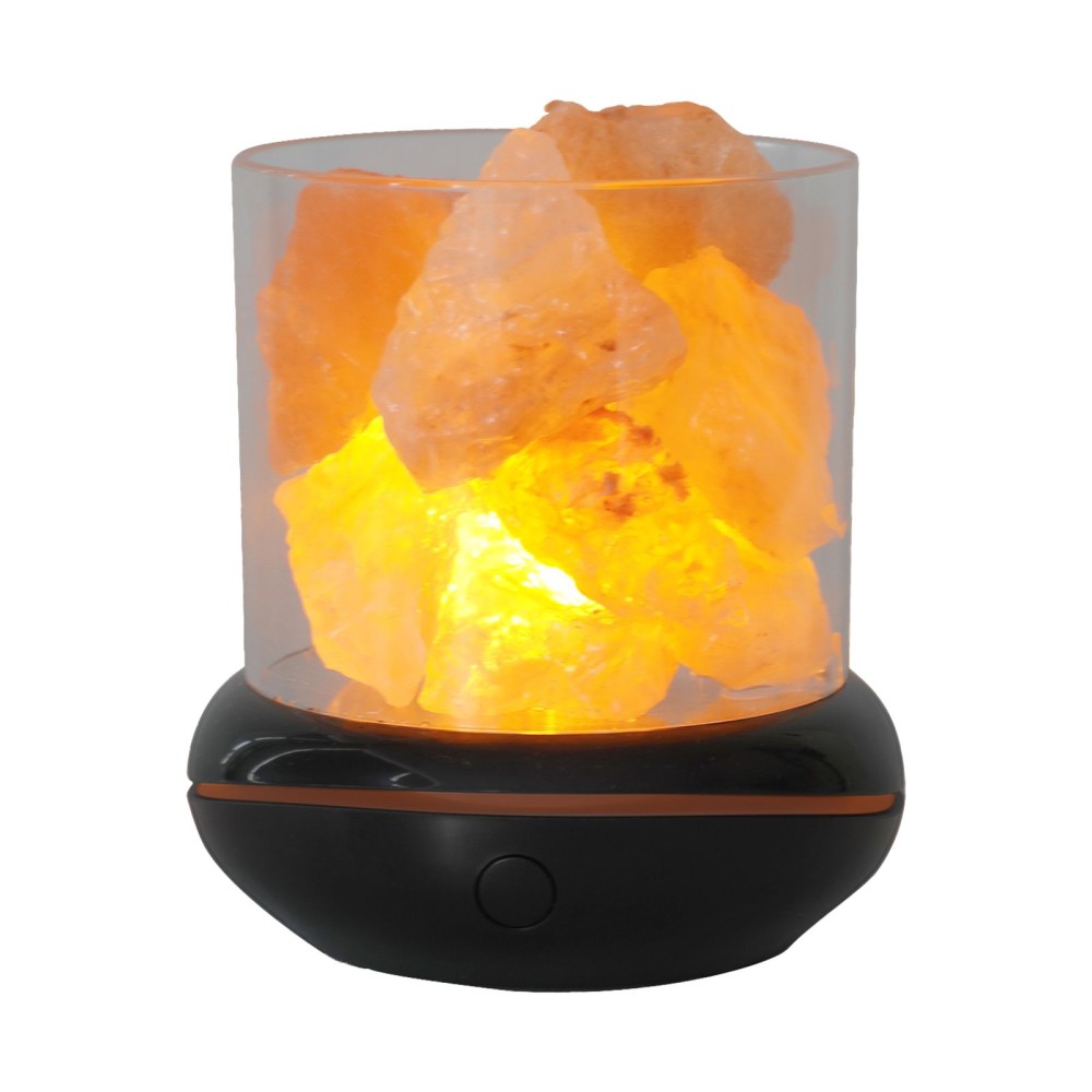 Crystal Salt Stone Night Light 7 Colors LED Rock Crystal Lamp Portable USB Essential Oil Diffuser for Car Home Office Bedroom Desktop Decoration