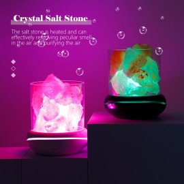 Crystal Salt Stone Night Light 7 Colors LED Rock Crystal Lamp Portable USB Essential Oil Diffuser for Car Home Office Bedroom Desktop Decoration