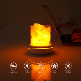 Crystal Salt Stone Night Light 7 Colors LED Rock Crystal Lamp Portable USB Essential Oil Diffuser for Car Home Office Bedroom Desktop Decoration