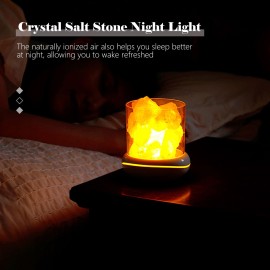 Crystal Salt Stone Night Light 7 Colors LED Rock Crystal Lamp Portable USB Essential Oil Diffuser for Car Home Office Bedroom Desktop Decoration