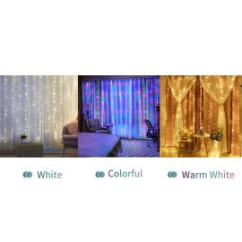 10 X 10FT 300LEDs Curtain String Lights Curtain Fairy Lights Copper Wire Waterfall Lights with 4 Music & 8 Lighting Modes Remote Control for Wedding Party Home Christmas Decorative Hanging Lights