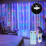 10 X 10FT 300LEDs Curtain String Lights Curtain Fairy Lights Copper Wire Waterfall Lights with 4 Music & 8 Lighting Modes Remote Control for Wedding Party Home Christmas Decorative Hanging Lights