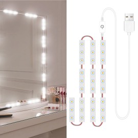 LED Makeup Mirror Lights 30LEDs Dimmable Touch Control Vanity Mirror Lights Bathroom Mirror Light with USB Cable LED Strip Lights Dressing Mirror