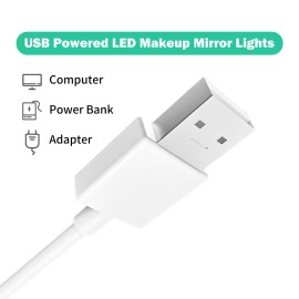 LED Makeup Mirror Lights 30LEDs Dimmable Touch Control Vanity Mirror Lights Bathroom Mirror Light with USB Cable LED Strip Lights Dressing Mirror