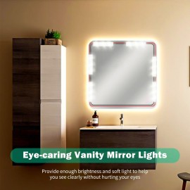 LED Makeup Mirror Lights 30LEDs Dimmable Touch Control Vanity Mirror Lights Bathroom Mirror Light with USB Cable LED Strip Lights Dressing Mirror