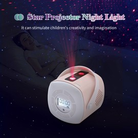 Star Projector Night Light With Digital Music Alarm Clock Starry Ceiling Night Light Projector With Remote Control 24 Groups Pattern for Kids Baby