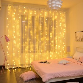 10 X 6FT 200LEDs Curtain String Lights Curtain Fairy Lights Christmas Decorative Hanging Lights Copper Wire Waterfall Lights with 8 Lights Modes Remote Control for Wedding Party Home