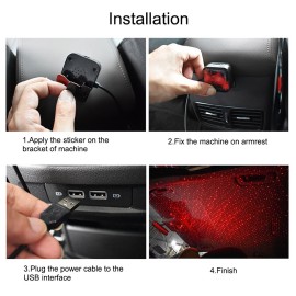 Car Star Night Light Romantic Auto Rotatable Roof Lamp Car Portable Adjustable Angle USB Projector Night Light Interior Decoration