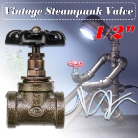 1/2 Inch Vintage Steampunk Lamp Stop Valve Light Switch with Wire Iron Valve for Loft Style Water Pipe Fixtures Lighting