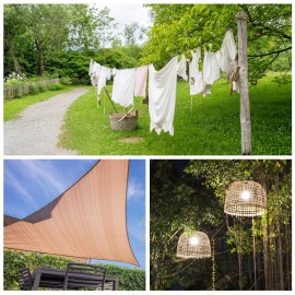66PCS Outdoor String Light Hanging Hardware Kit Set with 164Ft Coated Stainless Steel Cable for Globe Fairy String Lamp Home Party Yard Garden Decoration Daily Use