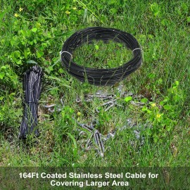 66PCS Outdoor String Light Hanging Hardware Kit Set with 164Ft Coated Stainless Steel Cable for Globe Fairy String Lamp Home Party Yard Garden Decoration Daily Use
