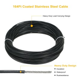 66PCS Outdoor String Light Hanging Hardware Kit Set with 164Ft Coated Stainless Steel Cable for Globe Fairy String Lamp Home Party Yard Garden Decoration Daily Use