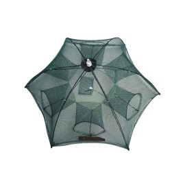 Fishing Bait Trap Folded Crab Net Crawdad Automatic Fishing Shrimp Cast Dip Cage Fish Minnow Foldable Fishnet (6 Holes)