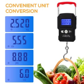 Fishing Scale Electronic Digital  Scale 110LB 50KG Hanging Hook Scale LCD Screen Portable Weighing Scales