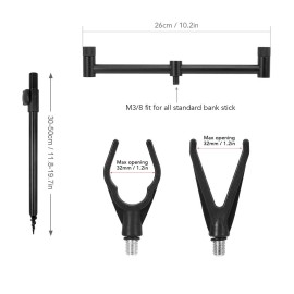 9pcs Fishing Rod Rest Fishing Pole Holder Bite Alarm Bar Set with Storage Bag