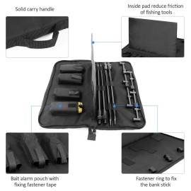 9pcs Fishing Rod Rest Fishing Pole Holder Bite Alarm Bar Set with Storage Bag