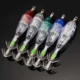 5pcs Waterproof Underwater LED Fishing Light Fish Lure Attracting Light Lamp with Squid Jig Hooks
