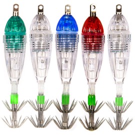 5pcs Waterproof Underwater LED Fishing Light Fish Lure Attracting Light Lamp with Squid Jig Hooks