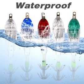 5pcs Waterproof Underwater LED Fishing Light Fish Lure Attracting Light Lamp with Squid Jig Hooks