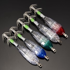5pcs Waterproof Underwater LED Fishing Light Fish Lure Attracting Light Lamp with Squid Jig Hooks