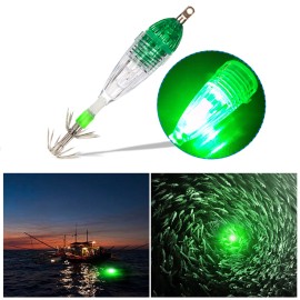 5pcs Waterproof Underwater LED Fishing Light Fish Lure Attracting Light Lamp with Squid Jig Hooks