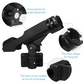 Plastic Fishing Rod Holder Adjustable Fishing Pole Holder with Clamp Folding Rod Racks Holder for Boat Kayak