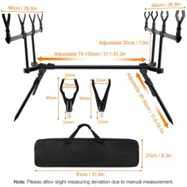 Adjustable Retractable Carp Fishing Rod Stand with LED Bite Alarms Swingers
