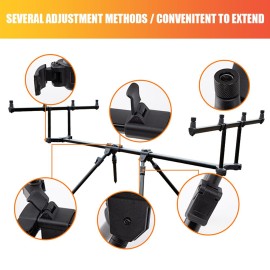 Adjustable Retractable Carp Fishing Rod Stand with LED Bite Alarms Swingers