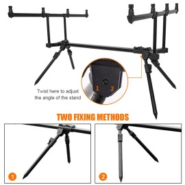 Adjustable Retractable Carp Fishing Rod Stand with LED Bite Alarms Swingers