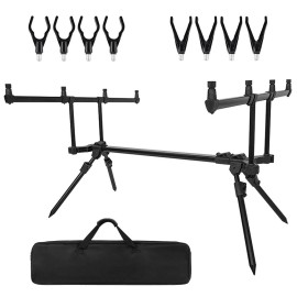 Adjustable Retractable Carp Fishing Rod Stand with LED Bite Alarms Swingers