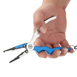 Aluminum Fishing Pliers Split Ring Cutters Hooks Remover Fishing Holder Tackle with Oxford Sheath and Security Landyard