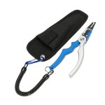 Aluminum Fishing Pliers Split Ring Cutters Hooks Remover Fishing Holder Tackle with Oxford Sheath and Security Landyard