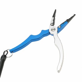 Aluminum Fishing Pliers Split Ring Cutters Hooks Remover Fishing Holder Tackle with Oxford Sheath and Security Landyard