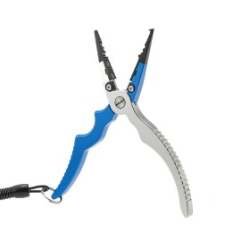 Aluminum Fishing Pliers Split Ring Cutters Hooks Remover Fishing Holder Tackle with Oxford Sheath and Security Landyard