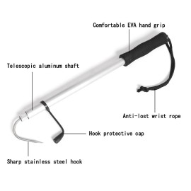 120cm Telescopic Stainless Steel Ice Fishing Gaff Outdoor Sea Fishing Spear Hook Tackle Tool