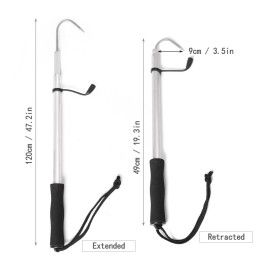 120cm Telescopic Stainless Steel Ice Fishing Gaff Outdoor Sea Fishing Spear Hook Tackle Tool