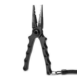 Ultralight Aluminum Fishing Pliers Split Ring Cutters Hooks Remover Fishing Holder Tackle With Oxford Sheath Security Landyard Aluminum Fishing Gripper Hook Remover Fishing Lip Plier Fishing Tools Set Portable Fishing Tackle